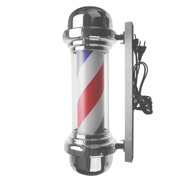 55cm Barber Shop Pole  Rotating Lighting Red White Blue Stripe Rotating Light Stripes Sign Hair Wall Hanging LED Downlights