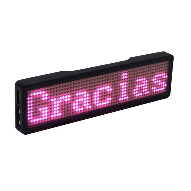 Bluetooth digital LED badge DIY programmable scrolling message mini LED display party event  clear 11*55 pixels LED name sign