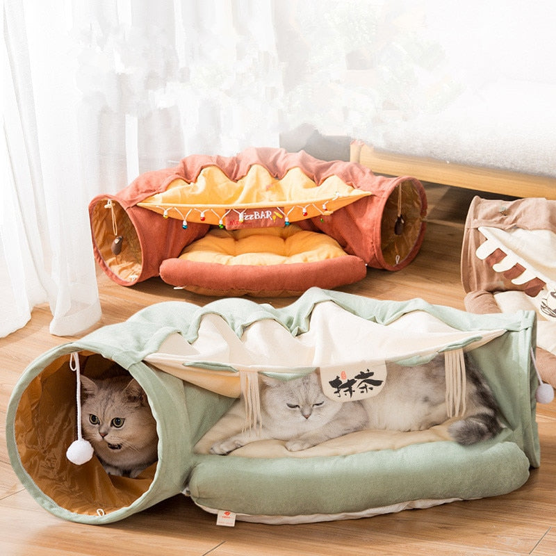 Pet Cats Tunnel Interactive Play Toy Collapsible Ferrets Rabbit Bed tunnels Indoor Toys Kitten Exercising Products